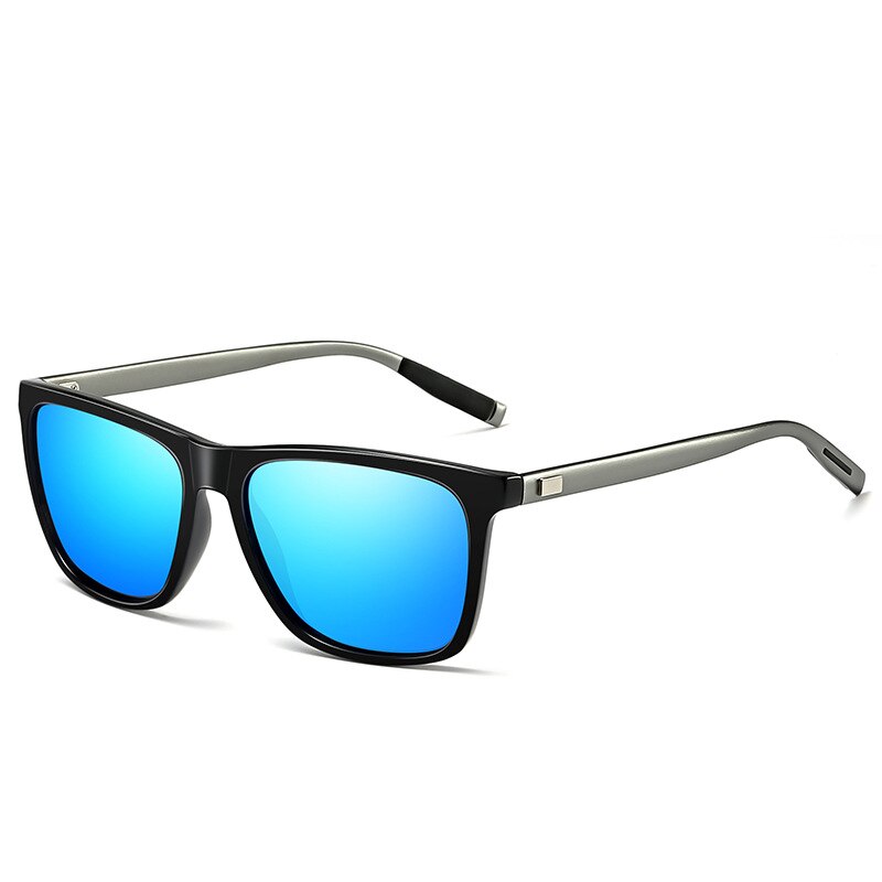 Aluminum Magnesium Polarized Men Sunglasses Mirror Square Sun Glasses Brand Male Women Driving Glasses UV400 Eyewear Shades: Black-G-Blue