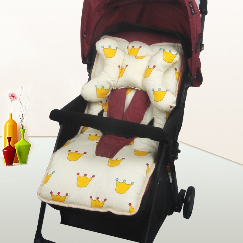 Bomuld blød pude spædbørn barn vogn madras børn vogn barnevogn liner trolley tilbehør vandtæt baby klapvogn siddeunderlag: Beige med pude