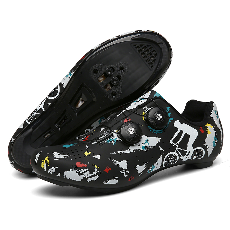 Chaussures Vélo Autobloquantes Homme - Route/VTT, Taille 45, Cuir, Réglables - Confortables