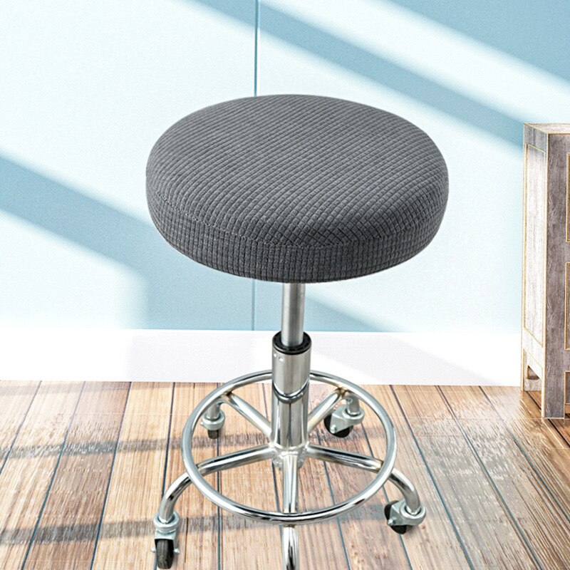 Seat Stoel Hoes Verdikte Ronde Stoel Cover Barkruk Cover Elastische Rekbaar Polyester Ronde Wasbare Kruk Case: Donkergrijs
