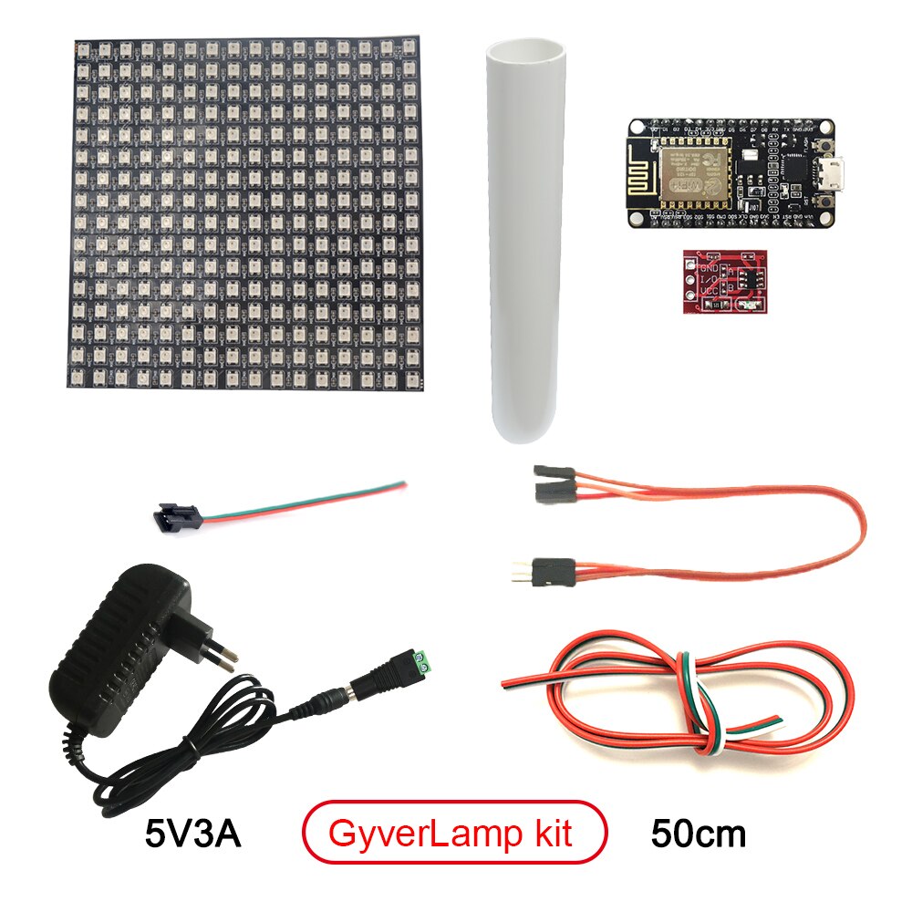Diy Gyverlamp Kit 16X16 WS2812B Led Matrix 5V Rgb Flexibele Panel Fire Lamp Set Cilindrische Pe Plastic plafond Acryl Schaduw