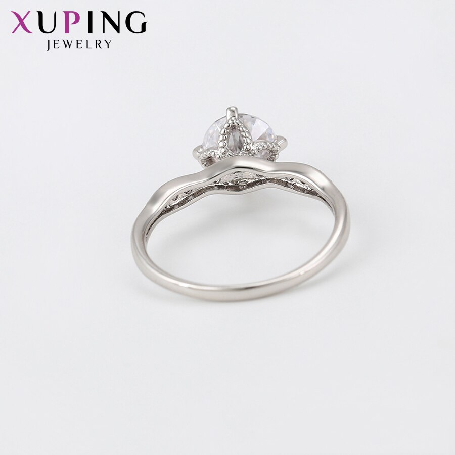 Xuping Jewelry Romantic Unique Round Shining Rhodium Color Plated Ring for Girls Wedding Special 15956