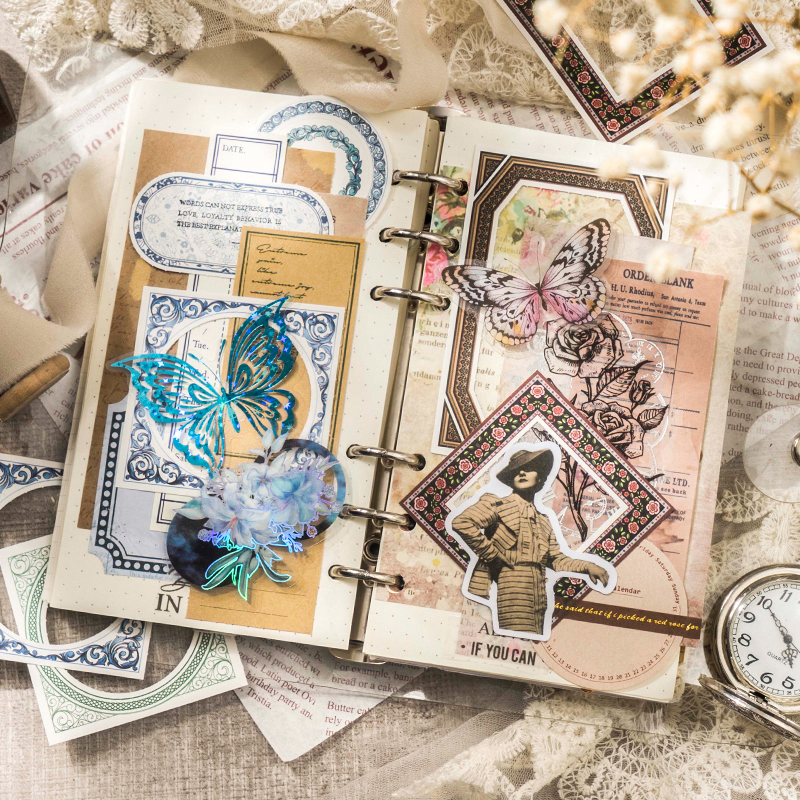 Yoofun 30 Blatt Barock-Fenster, dekoratives Material, Papier, Collage, Ränder, Hintergrundpapier, Scrapbooking, Tagebuch, Rahmen, Etikett, Planer