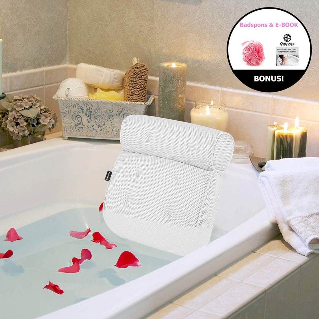 White Bath Tub Pillow Home Spa Massage Cushion Neck & Back Rest With Suction Cup Cushion Neck & Back Rest With Suction Cup 1221