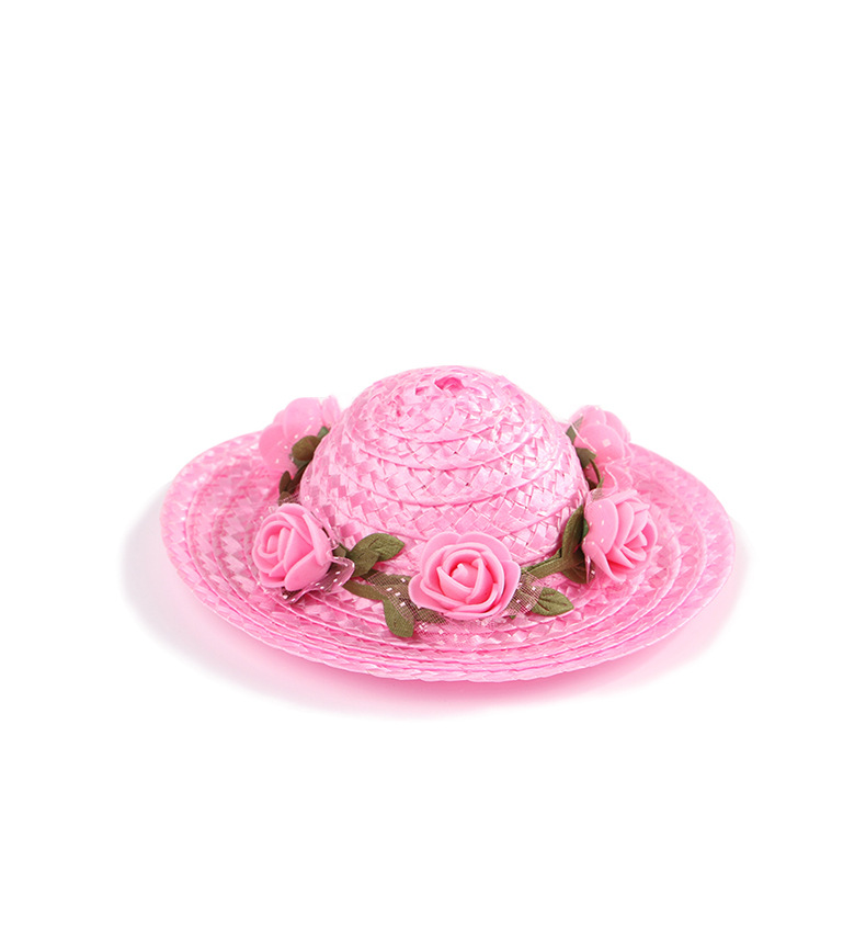 Hond Hoed Cap Zomer Bloemen Mode Hoed Voor Honden Casual Stro Cap Voor Kleine Honden Katten Hoed Chihuahua Yorkshire teddy 4 Kleuren: Pink Rose / S 12X5m