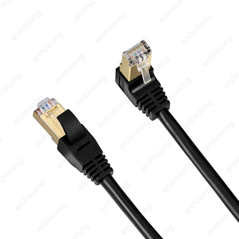 Cat7 kabel Ethernet RJ45 SFTP kabel krosowy 90 stopni kąt prosty do sieci komputerowe laptopa Modem Router 0.3m przewód Lan