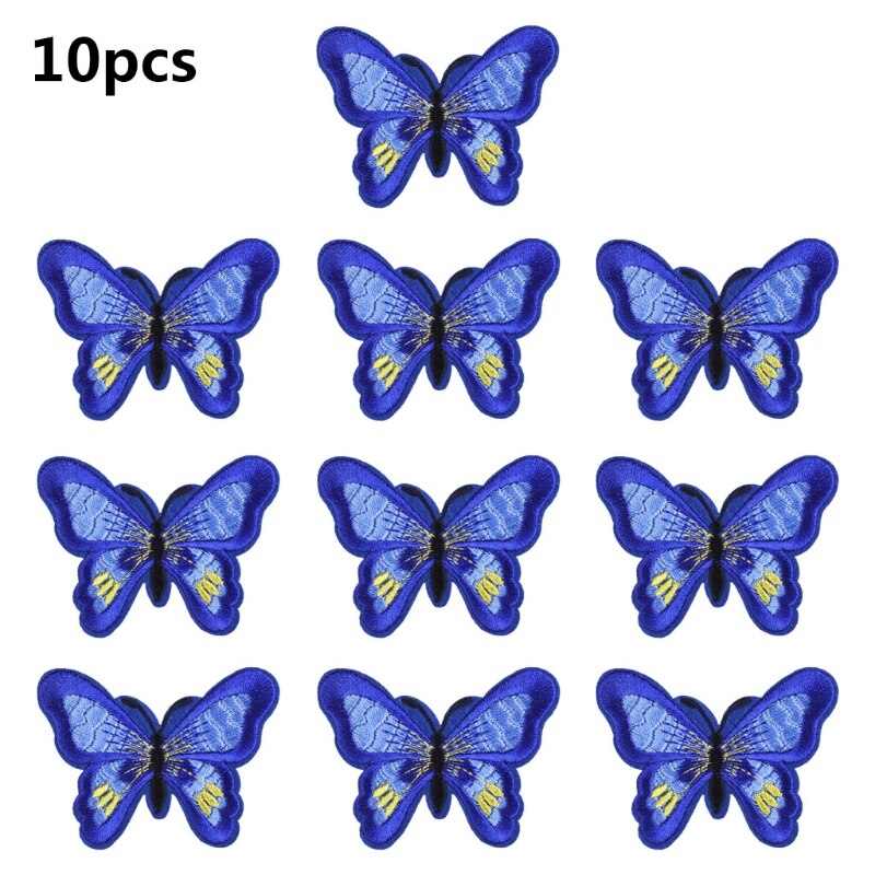 10 Stuks Multicolor Butterfly Naaien/Ijzer Op Appliques Borduren Patches Voor Arts Ambachten Diy Decoratie T-shirt Badge: 6EE406273-DB