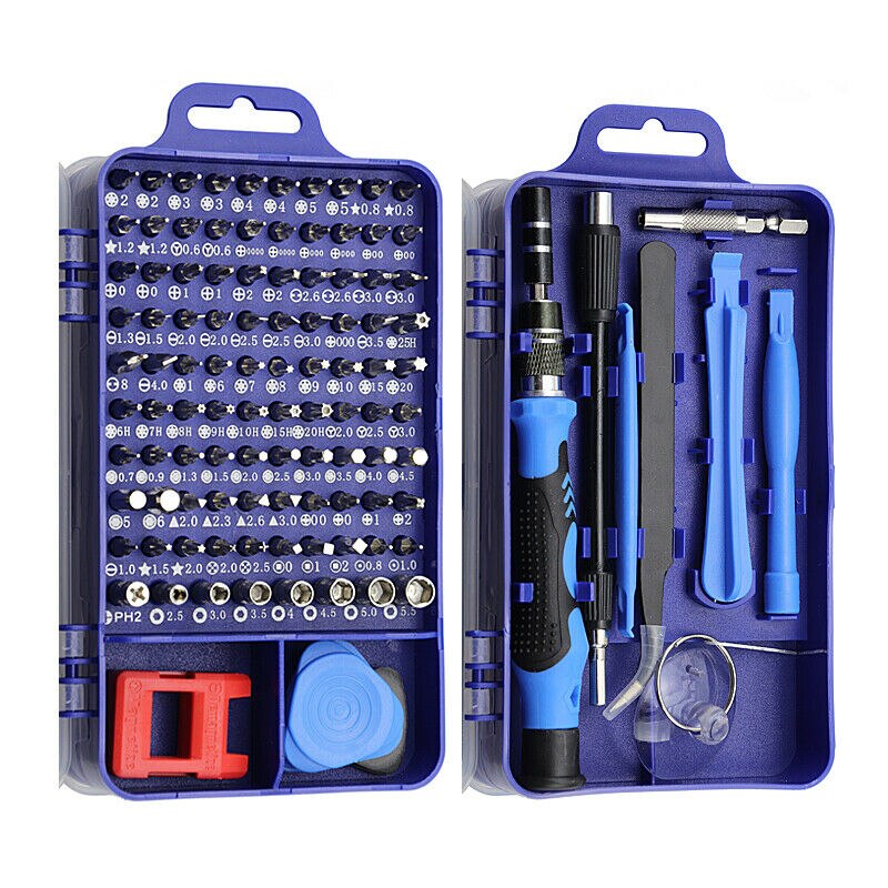 115 st skruvmejsel set mini precisionsskruvmejsel multi dator pc mobiltelefon enhet reparation isolerade handverktyg för hem: Blå
