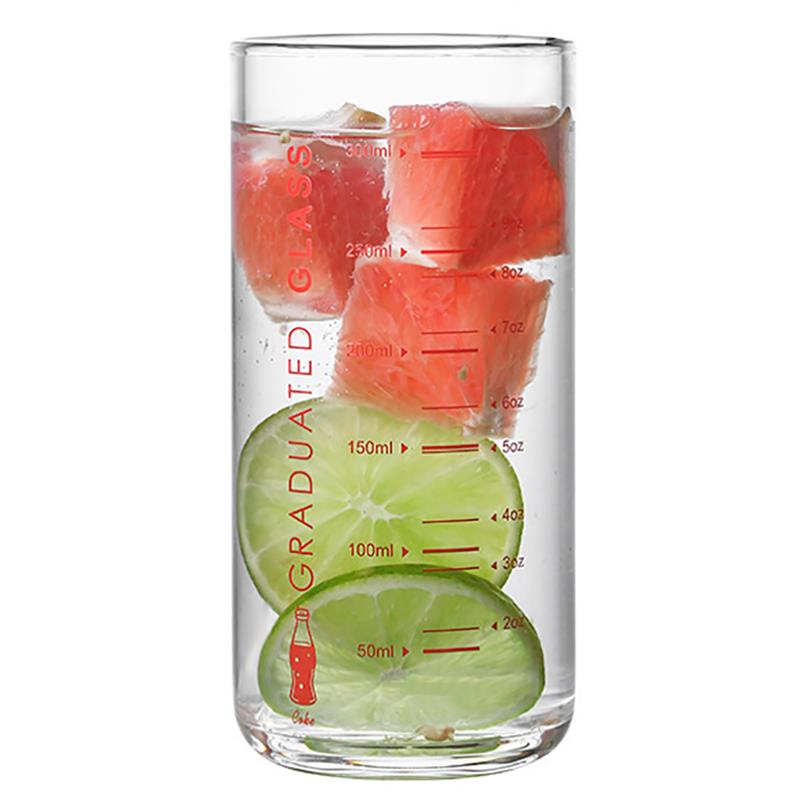 Verre à boire de 11.16oz verre à eau multi-usage | Verre à bille avec mesure: Red