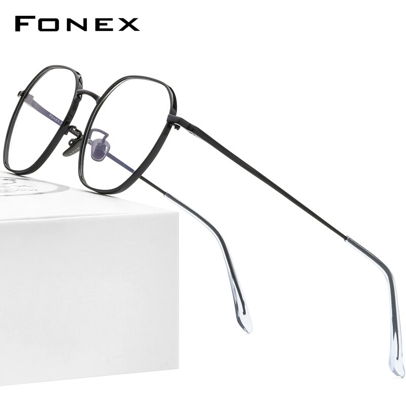 Fonex pure titanium briller ramme mænd nærsynethed optisk recept vintage briller ramme kvinder guld polygon briller 8519