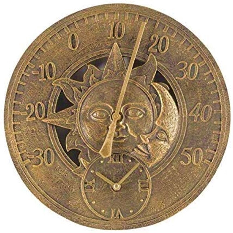 Reloj de pared grande para jardín, termómetro Vintage para interior y exterior, adorno para valla, estación meteorológica