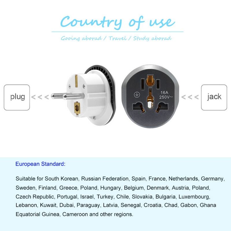 5Pcs Universele Eu Converter Eu Adapter 2 Ronde Pin Socket Au Vs Uk Cn Naar Eu Stopcontact Ac 16A 250V Travel Adapter