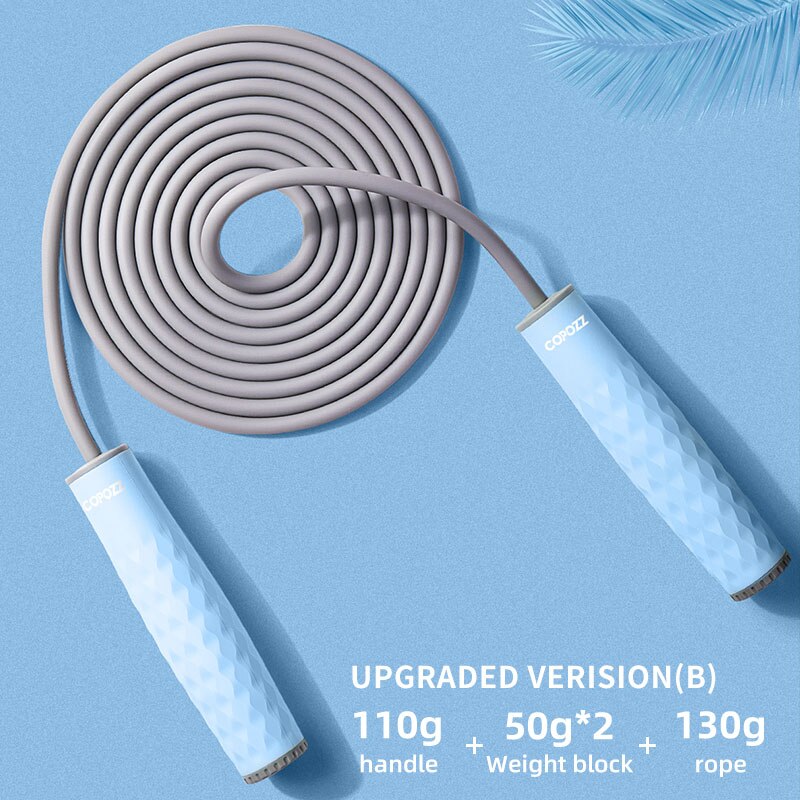 Doble cuerda de saltar de rodamiento de peso sin enredos velocidad rápida ajustable cuerda de saltar entrenamiento equipo de pérdida de peso: upgraded sky blue