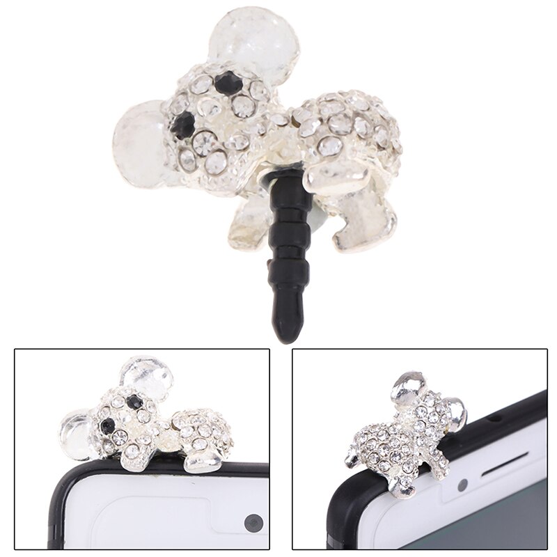 1PC mignon Koala écouteur poussière prise anti-poussière bouchons pour 3.5mm écouteur téléphone portable accessoires: Argent