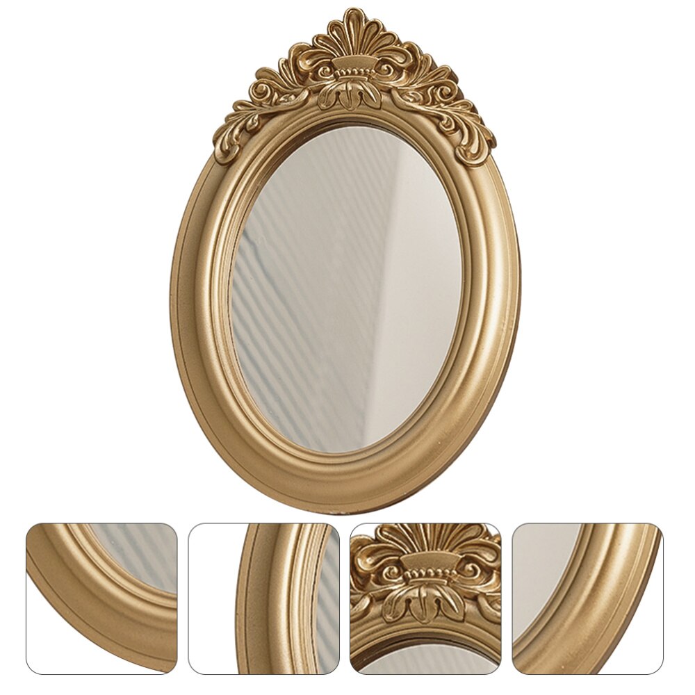Plateau de miroir décoratif rétro, 1 pièce, décor de prise de vue, miroir décoratif (doré): Default Title