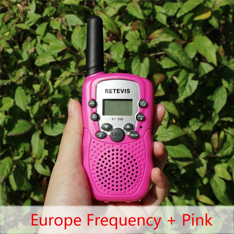 1 pc Retevis RT388 Mini Walkie Talkie Kids Radio 0.5W 8/22CH VOX Flashlight Handy Transceiver Children Toy Radio J7027: EU Freq and Pink