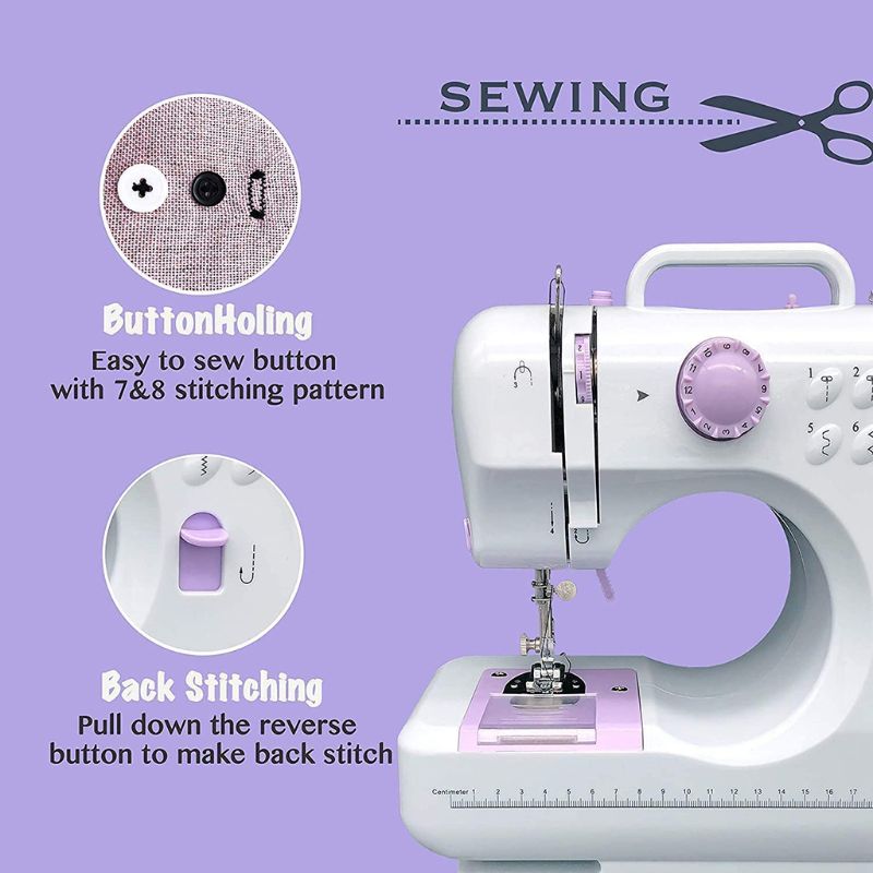 Portable Sewing Machine Basic Easy to Use for Adults and Kids,12 Built-in Stitch