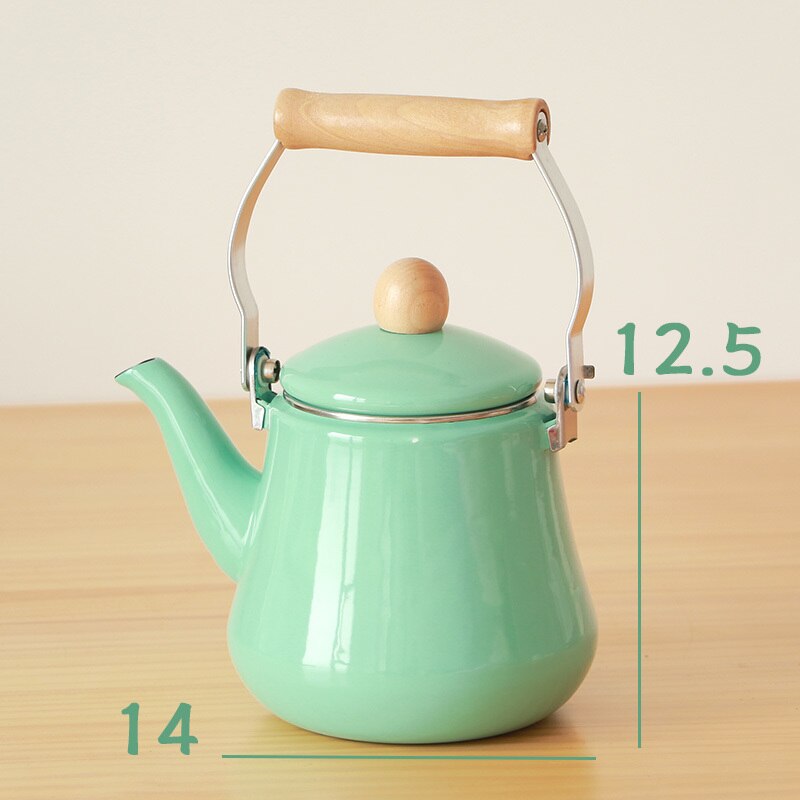 Japansk stil porcelæn emalje te kedel træ hanlde tekande kold gryde tekande gas induktion komfur vandkande 1.5l