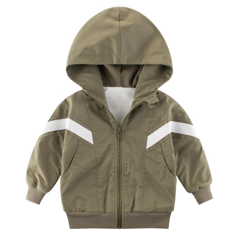 autumn Khaki boys outerwear Children's Jacket Hoodie Double Layer Plus Velvet jacket for boys 1 to 8 years old