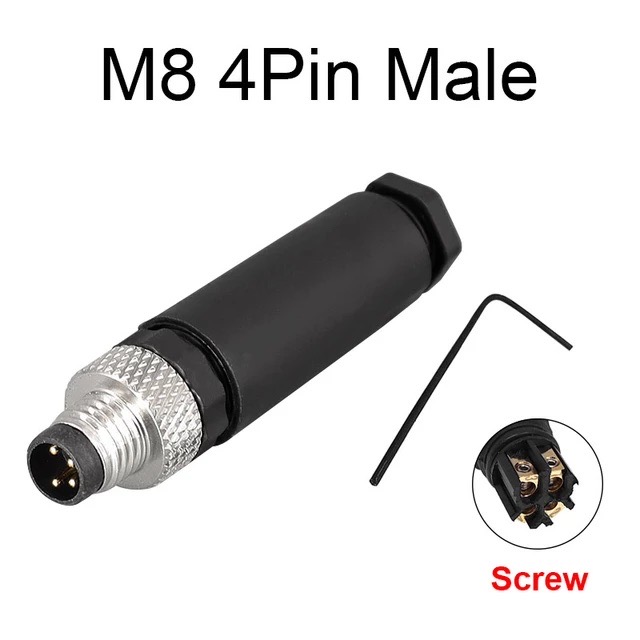 Cloweit M8 Sensor Stecker Wasserdicht männlich & weiblich Stecker Gerade Winkel Schraube Gewinde Kupplung 3Stift 4p Tafel montieren Flansch buchse: dunkel Grau
