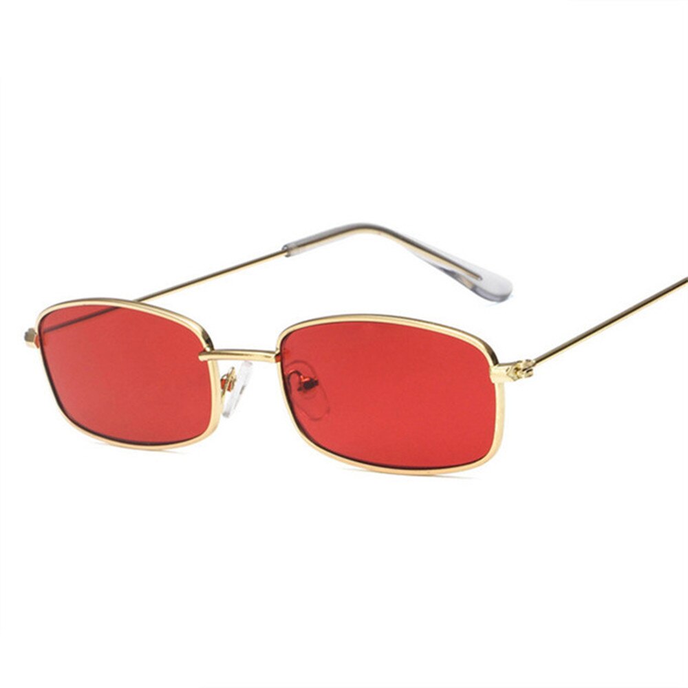 Lunettes de soleil Vintage rectangles pour femmes, rétro petit noir rouge rose Cateye, lunettes de soleil Vintage pour femmes: Red