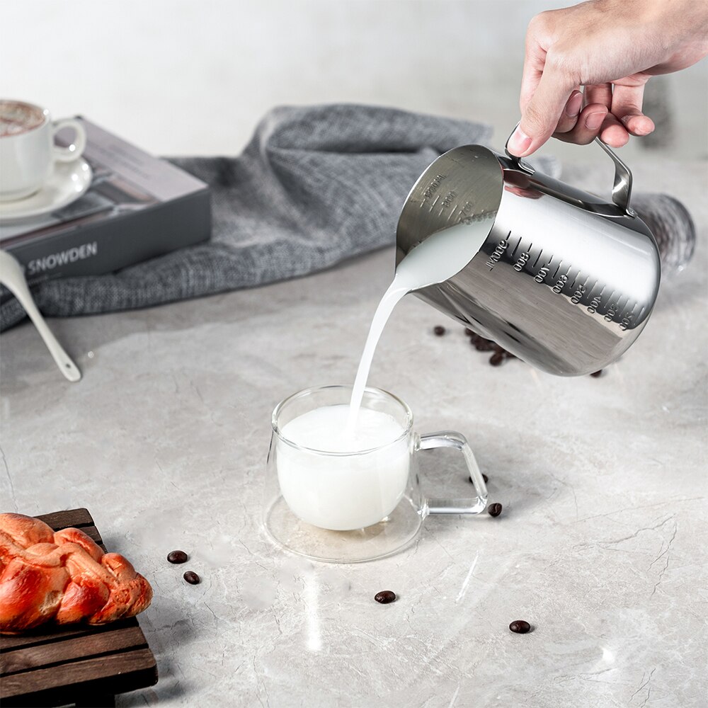 Ruostumattomasta teräksestä valmistettu maidonvaahdotuskannu espresso kahvin höyrytyskannu cappuccino barista craft latte maidonvaahdotin kannu