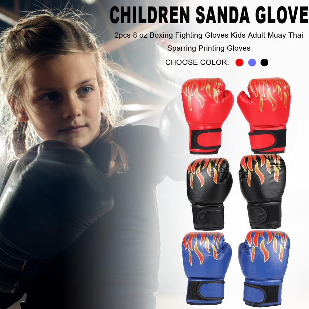 Boxing Gloves Kids Children Boxing Gloves Flame Mesh Breathable PU Leather Flame Gloves Sanda Boxing Training Glove