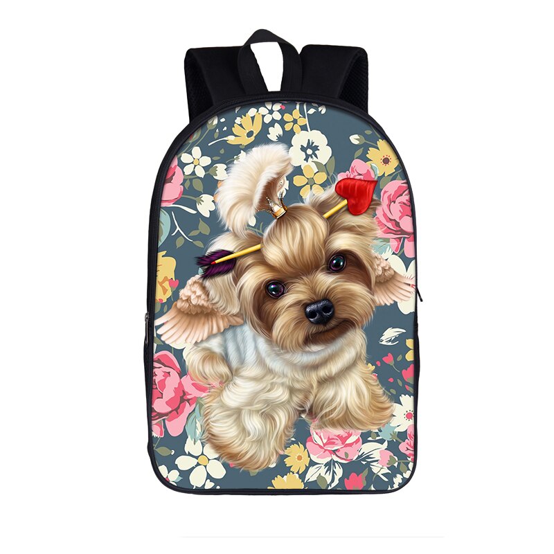 cute Yorkshire Terrier dog print backpack women rucksack children school bags for teenager girls daypack kids bookbag: 16yorkshire03
