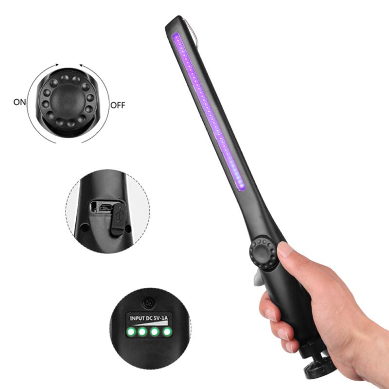40LED Portable UV Ultraviolet Power Lamp Disinfection Sterilization USB Light Lamp Handheld UVC Disinfection Light LED Work Lamp