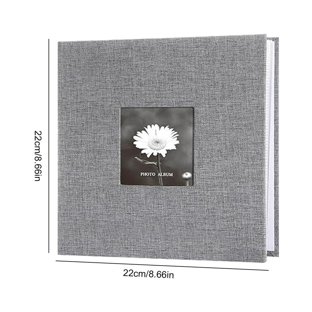 album na zdjęcia 200 kieszeni album na zdjęcia Książka Lniana oprawa w twardej oprawie album o dużej pojemności z przednim okienkiem dla rodziny ślubnej: Ciemnoszary
