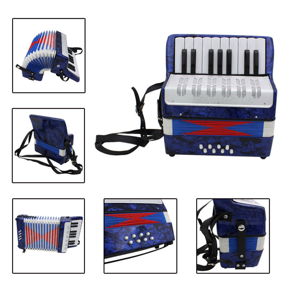 Mini 17-Key Accordion Durable 8 Bass Accordion Educational Musical Instrument Toy for Amateur Beginner Best