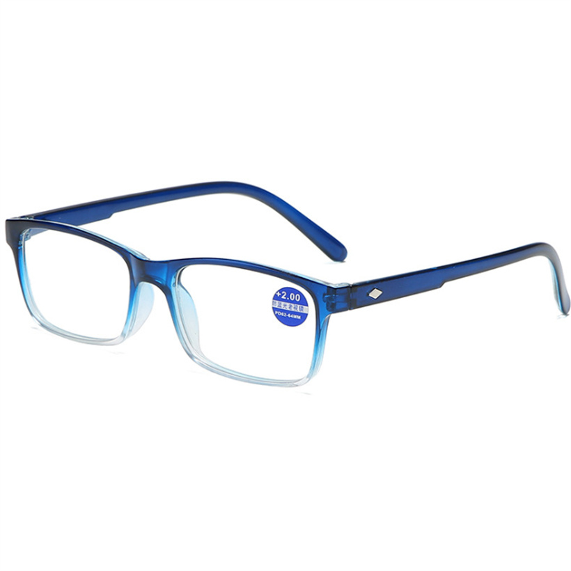 XeroX Anti-blau licht Lesebrille Frauen Männer Rechteck Brillen Anti-müdigkeit rezept Hyperopie Brille + 1,5: +100 / Blau