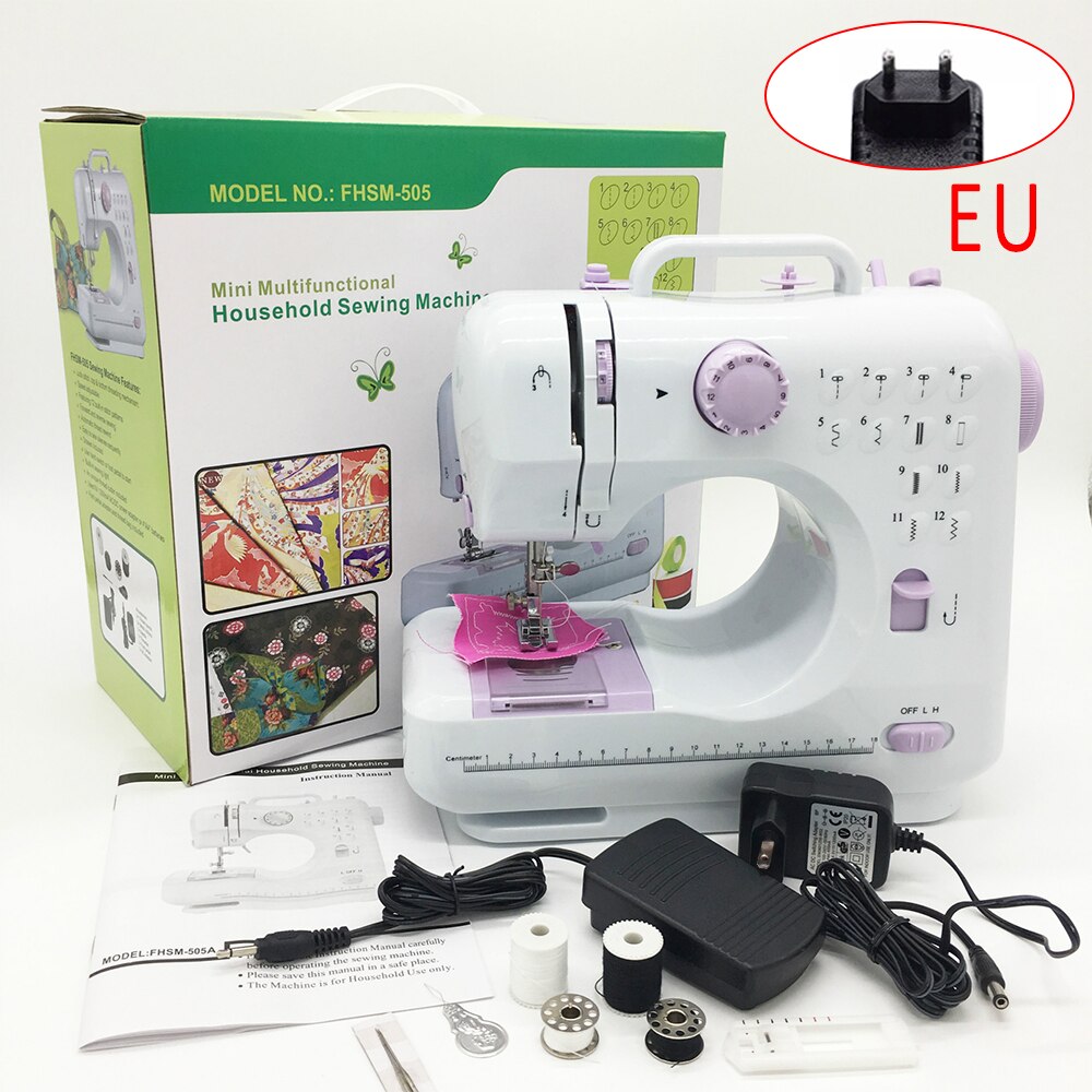 Portable Sewing Machine Mini Electric Household Crafting Mending Overlock 12 Stitches With Presser Foot Pedal Beginners оверлок: EU