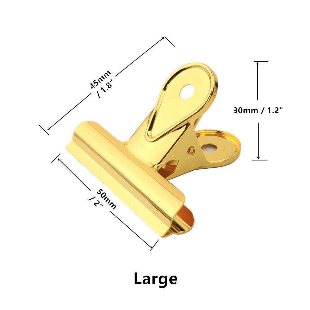 Gold & Rose Gold Heavy Duty Bulldog Clips Duckbill Clip Clamp for Office Bills or Household Kitchen Sealing Supplies 4 Sizes: 4pcs Large Gold