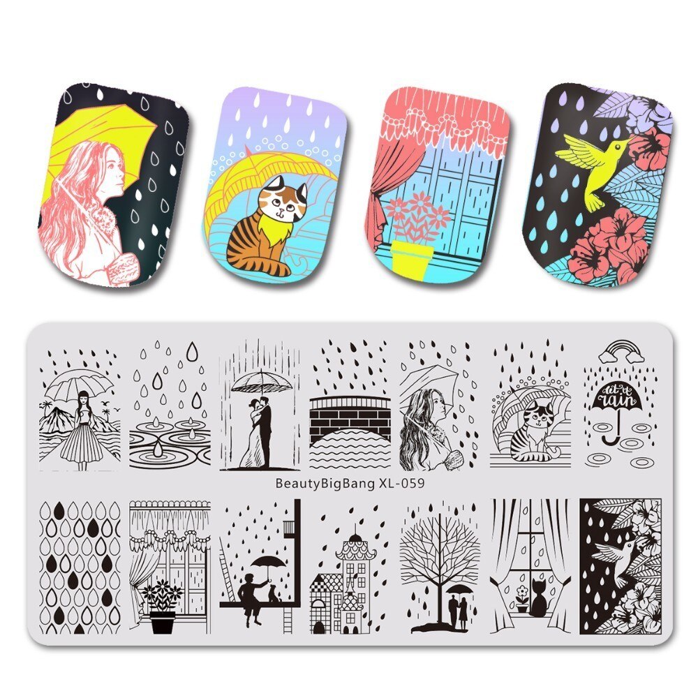 Beautybigbang alla hjärtans dag nagelstämpling tallrikar kärlek hjärta blommor stämpling för naglar diy nail art mall bbb xl -046: 59