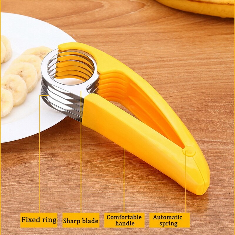 Banana Slicer Fruitsalade Pealer Cutter Fruit Chips Makeing Tool Met Handvat Grip Voor Fruit Komkommers Worst