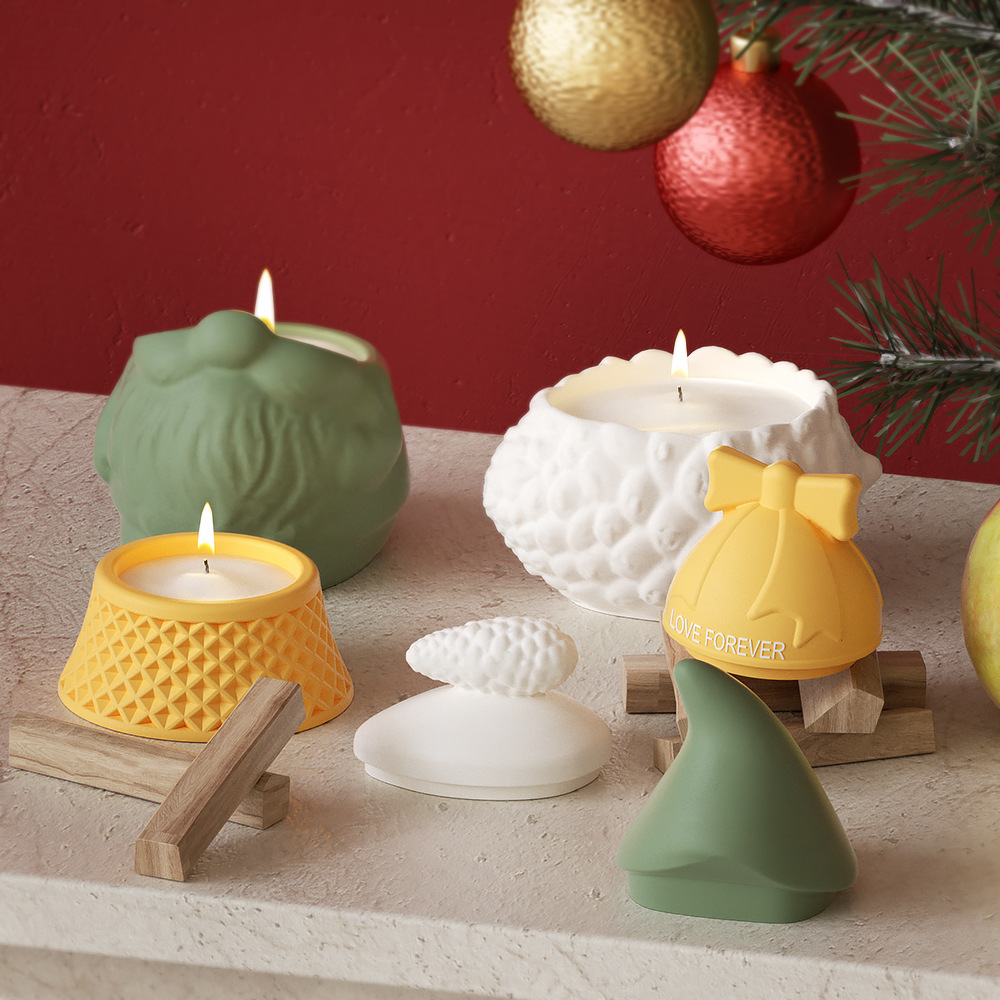 Stampo in silicone per bottiglia di immagazzinaggio di natale con coperchio scatola portacandele campana stampo in resina stampi in gesso fatti a mano fai da te decorazioni natalizie