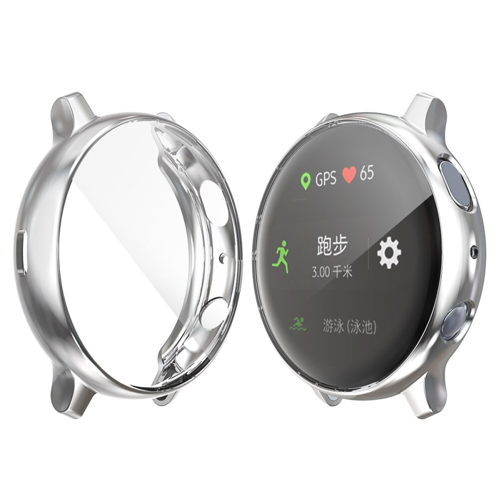 Täysi suoja kellon suojakuori samsung galaxy watch active 2 kotelolle 40mm 44mm ohut tpu pehmeä kotelo näytönsuoja active 2:lle: Hopea / Aktiivisille 2 - 40mm