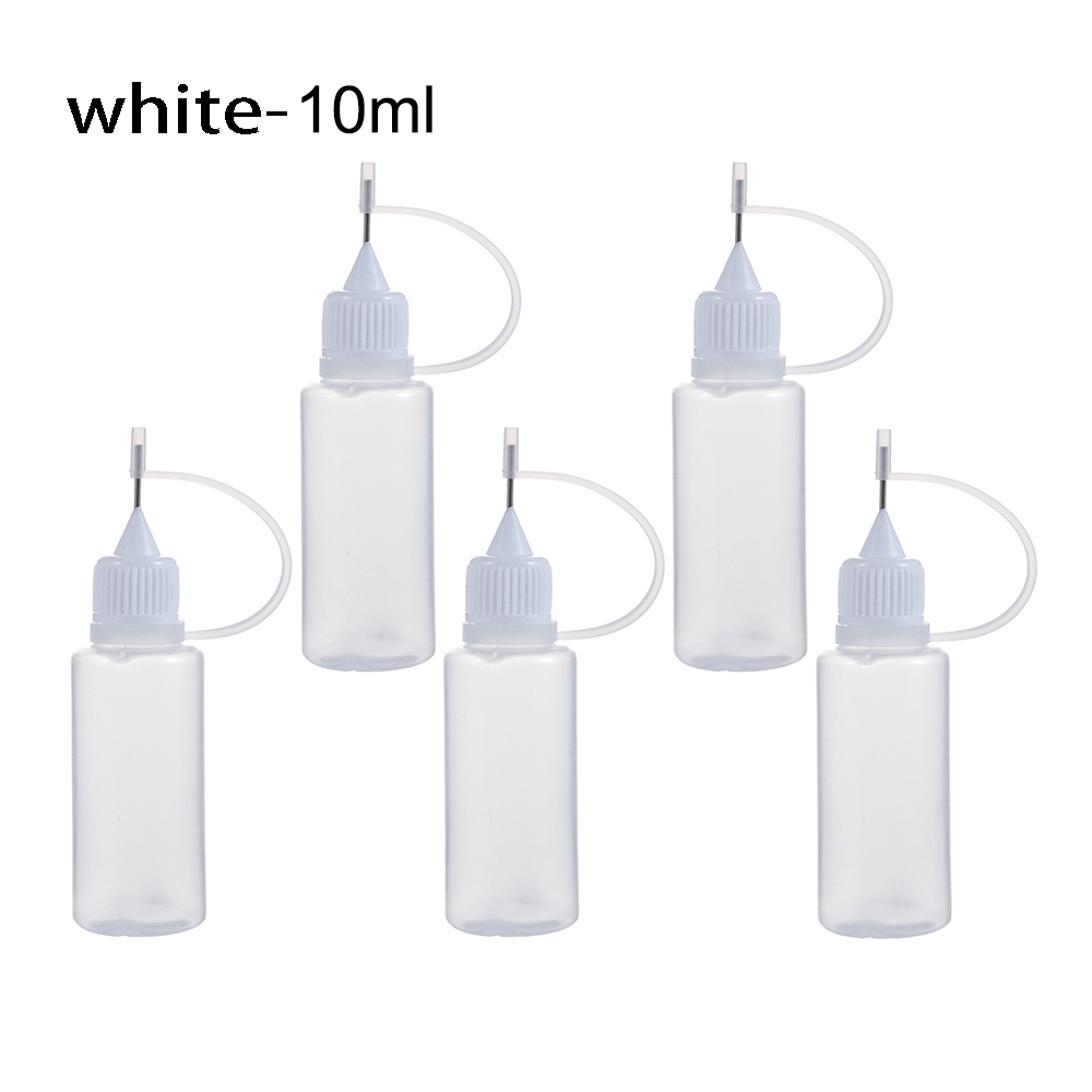 5 stuks lijmflesjes met 5/10/20/30/50/100ml naalden voor papierquilling, doe-het-zelf, scrapbooking, papierknutselgereedschap, naaldflesje en applicator: Wit 10ml