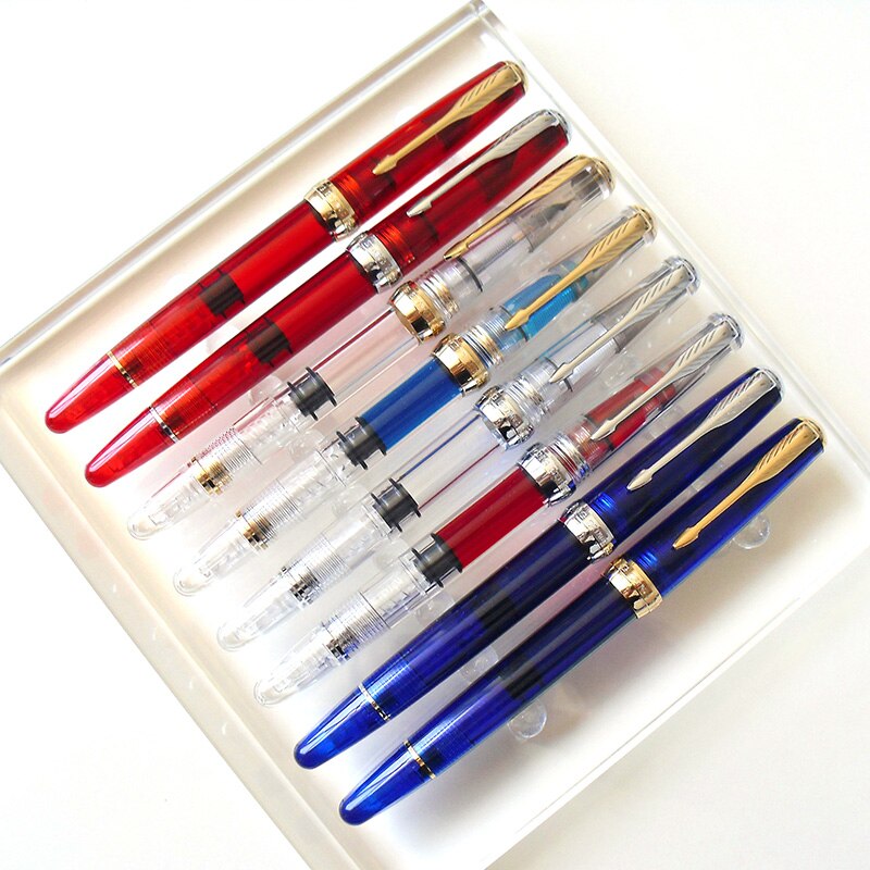 Wing Sung 618 Classic Fountain Pen Piston Transparent Authentic Iridium Fine 0.5mm Outstanding Ink Pen Writing Set