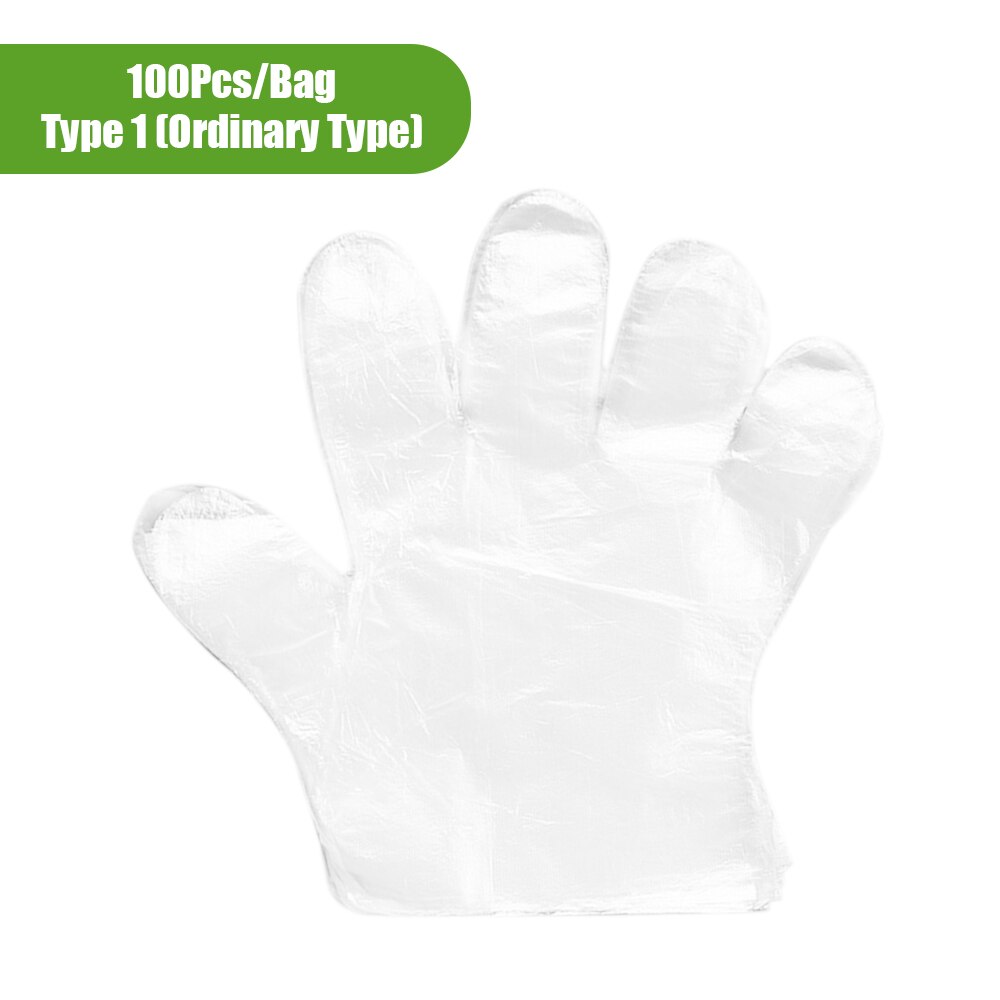 100pcs Disposable Gloves Food-grade Transparent PE Gloves Garden BBQ Plastic Gloves Multifuction Restaurant Kitchen Accessories: Type 1