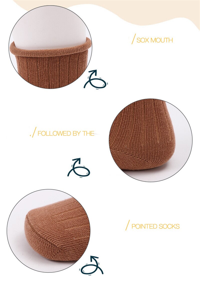 5 par/lote medias infantiles para bebés, niños y niñas, calcetín abrigado de otoño e invierno, acanalado, ropa de un Color, accesorios para niños de 0 a 9 años