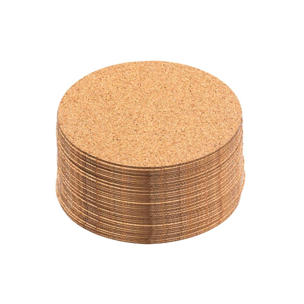 50pcs Pad Reusable Drink DIY Table Decor Kitchen Insulation Crafts Squares Round Self Adhesive Cork Coaster Cup Mat Mini Board: Round