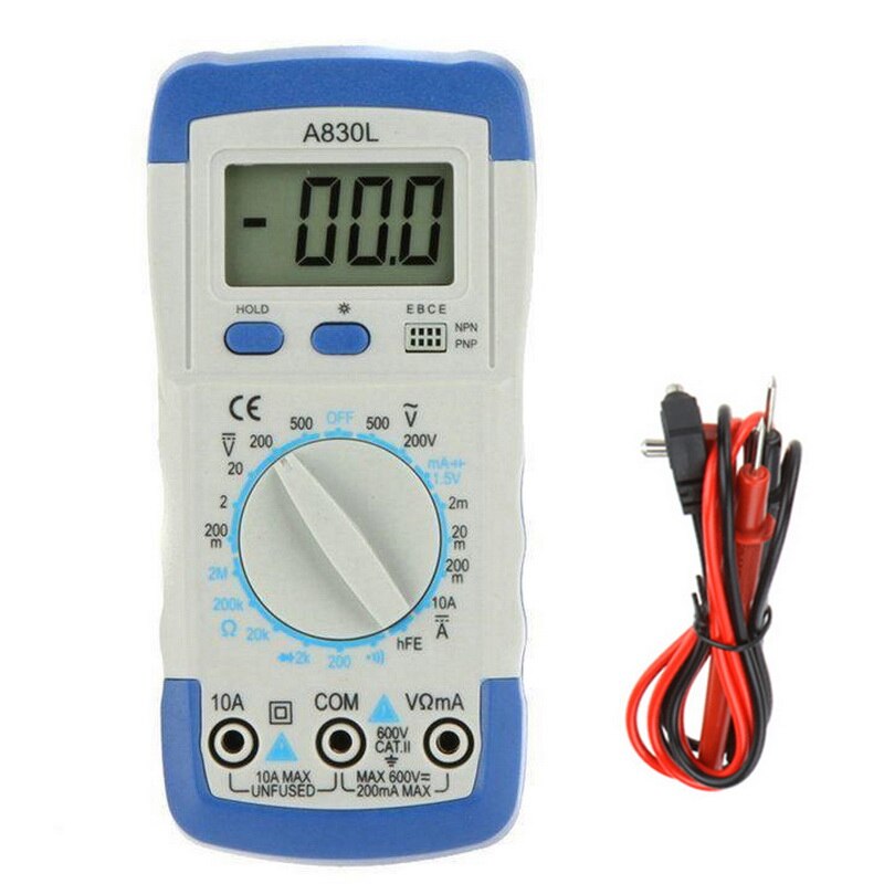 A830L LCD Digital Multimeter DC Voltage Diode Freguency Multitester Current Tester Luminous Display with Buzzer Function: grey blue A830L