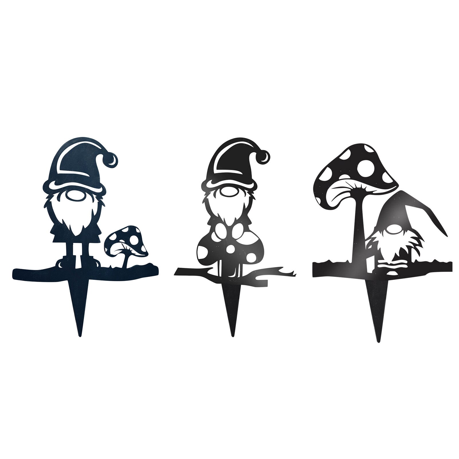 Steel Branch Gnomes Decoration Stakes Garten Dekoration Metal Tree Art Metal Gnomes Garden Steel Silver Garden Accessories: D 3pcs
