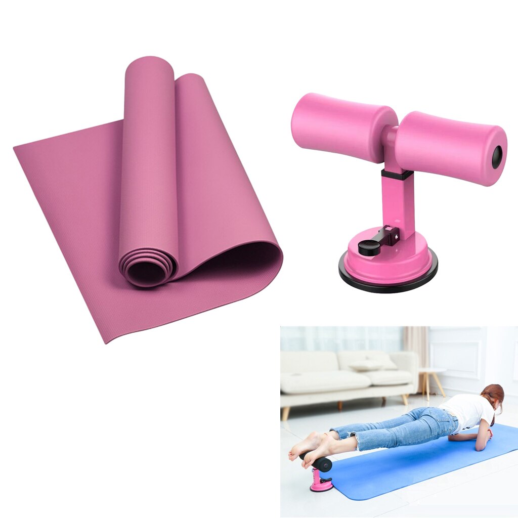 Thick EVA Yoga Mat Durable Pilates Pad Suction-Cup Sit Up Assist Bar