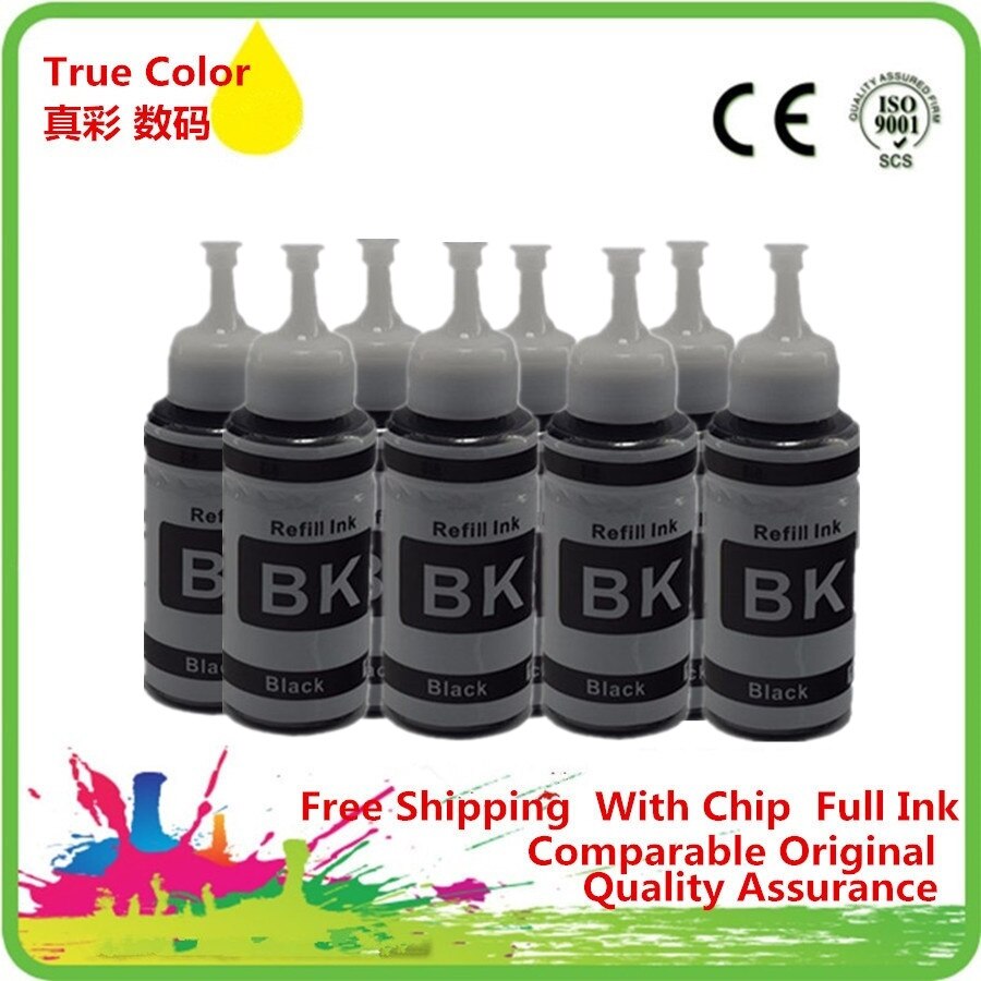 Refill Dye Ink Kit For Epson L800 L801 Printing Inkjet Printer No. T6731/2/3/4/5/6 Use For Refillable Cartridge Ciss: 8BK