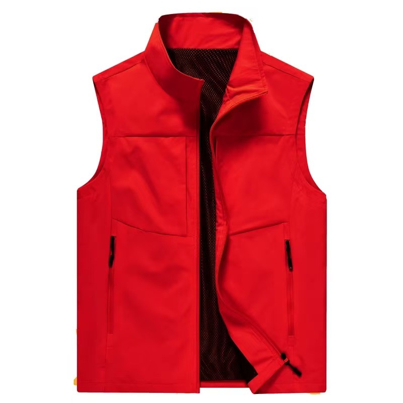 Chaleco fino de gama alta con cuello levantado para hombre, Top transpirable para exteriores, otoño e invierno: 4XL / Rojo