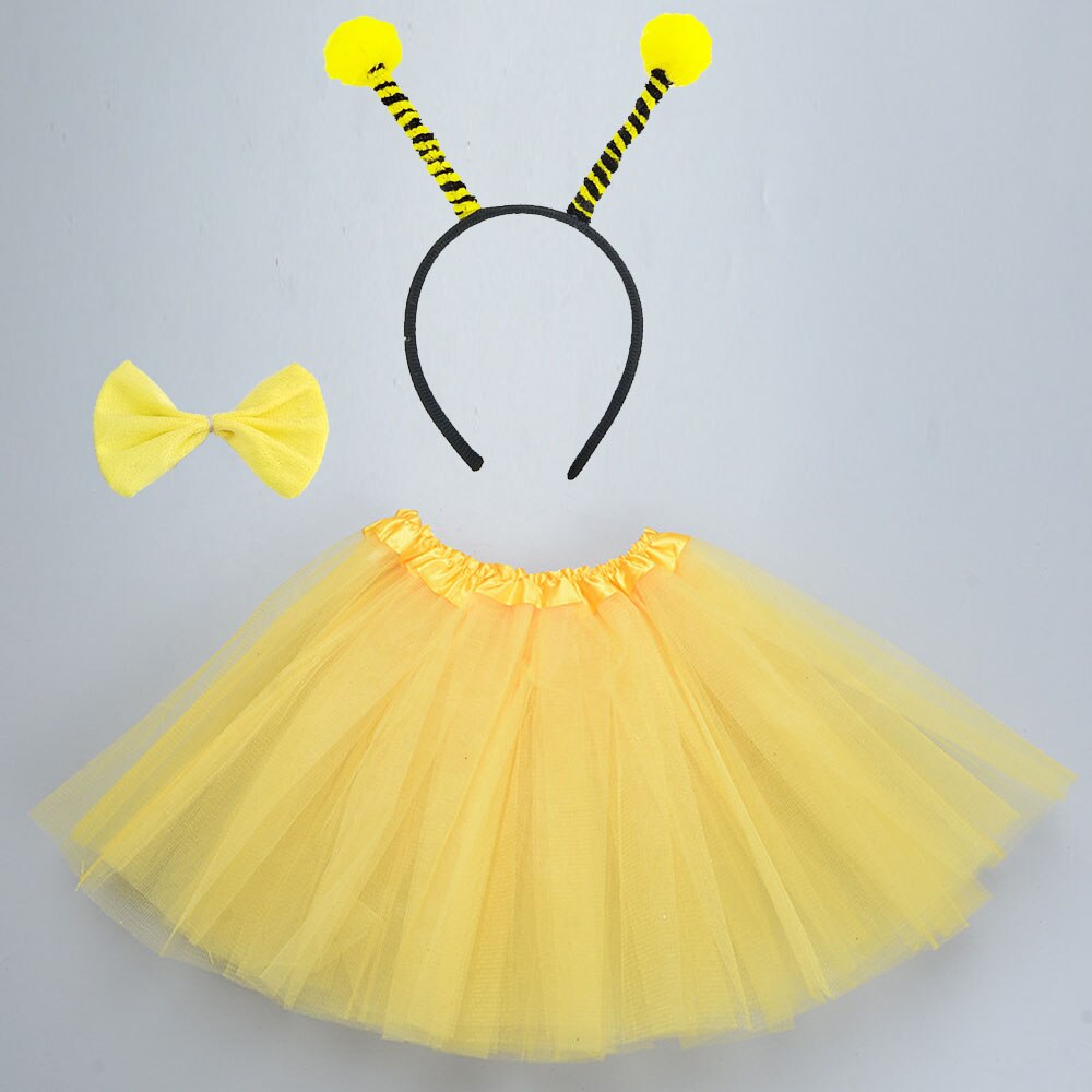 Disfraz de abeja amarilla y mariquita para niños y mujeres, conjunto de falda y tutú de dibujos animados, diadema, cola, de cumpleaños, Cosplay, Halloween