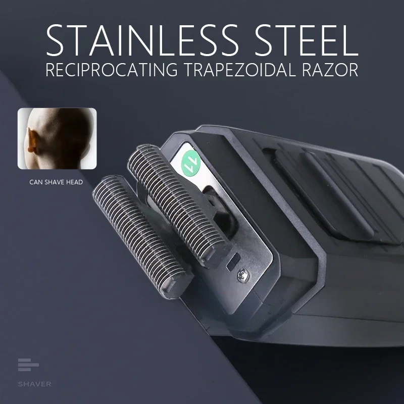 Kemei KM-1102 Wiederaufladbarer Akku-Rasierer für Männer, Zwilling-Klinge-Rasierer mit hin- und hergehendem Bart, Gesichtspflege, multifunktionaler stärker Trimmer